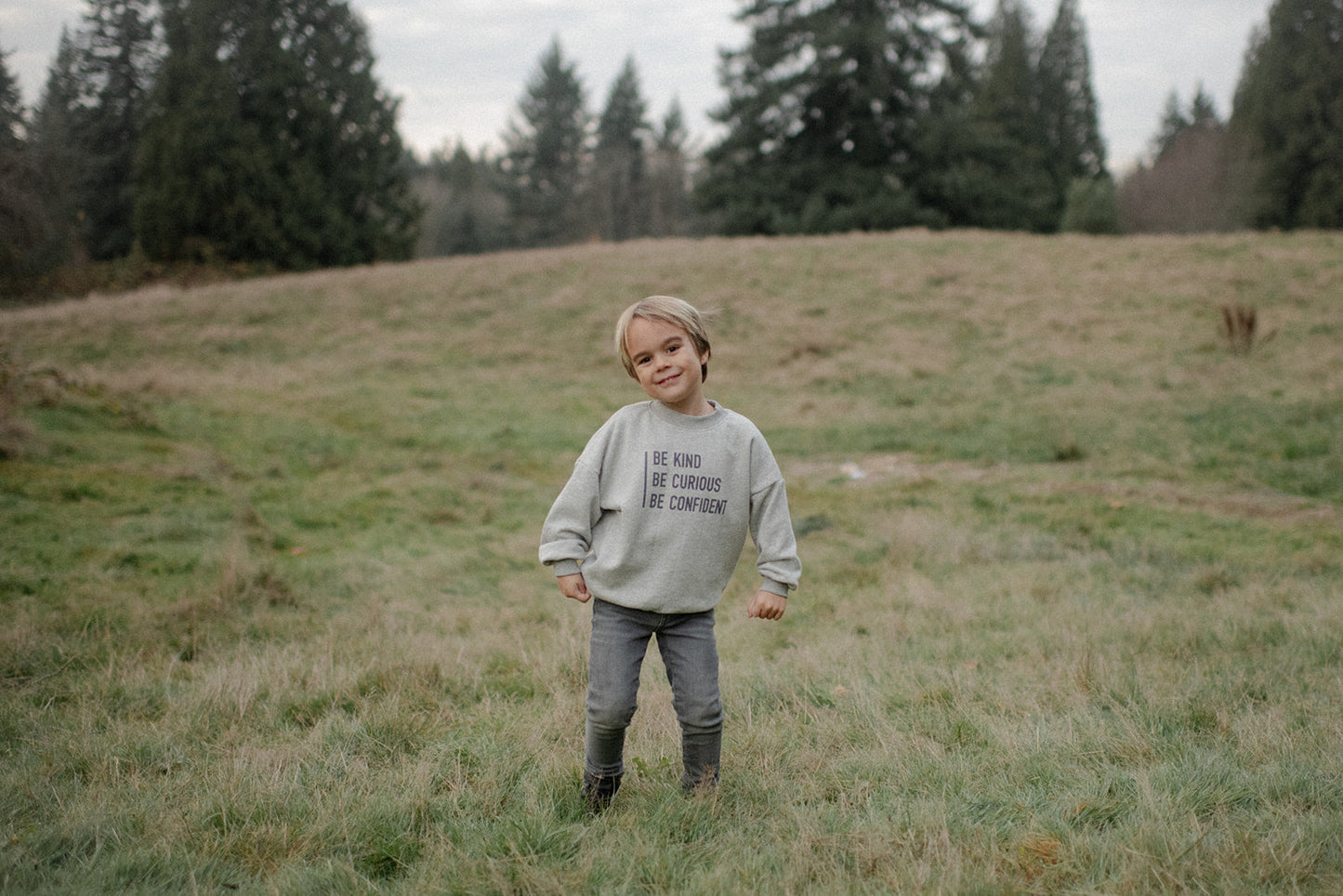 Legacy Sweatshirt SOFT | Be Kind on Dark Heather Gray