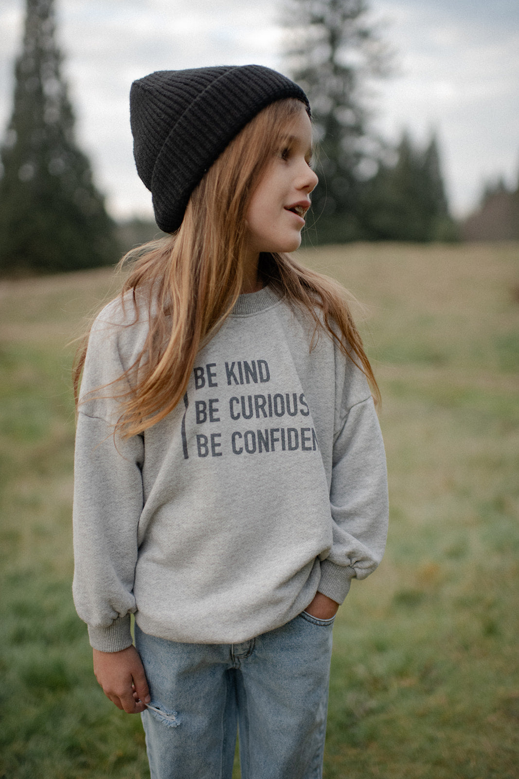 Legacy Sweatshirt SOFT | Be Kind on Dark Heather Gray